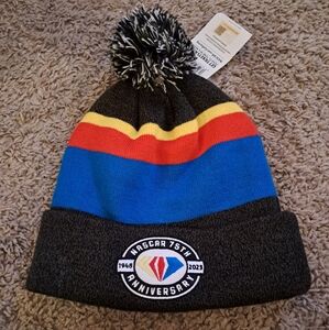 OFFICIAL NASCAR 75th Anniversary Embroidered Beanie Hat Blue Black NEW